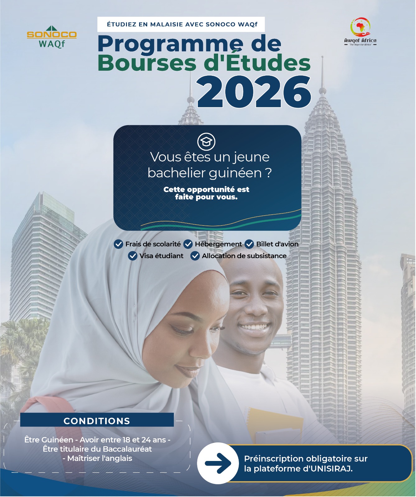 SONOCO WAQF lance un appel à candidatures pour des bourses d’études en Malaisie SONOCO WAQF lance un appel à candidatures pour des bourses d’études en Malaisie